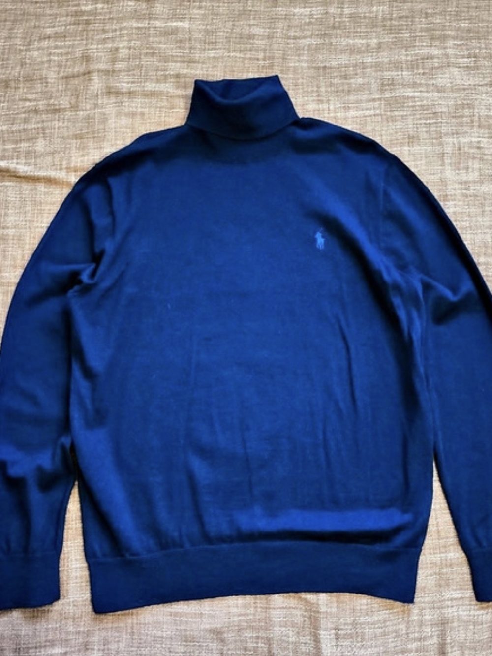 Polo Ralph Lauren Washable Merino Wool Turtleneck Sweater Blue Size L EUC